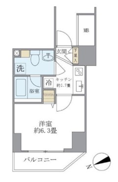 ＫＤＸレジデンス文京湯島 9階 1Kの間取り