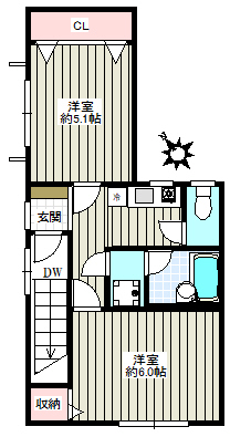 ＫＩＭＵＲＡ　ＨＯＵＳＥ【キムラハウス】 2階 2Kの間取り