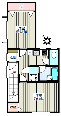 ＫＩＭＵＲＡ　ＨＯＵＳＥ【キムラハウス】 2階 2Kの間取り