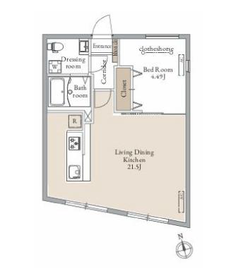 ＬｉｖｅＦｌａｔ千駄木（ライブフラットセンダギ） 4階 1LDKの間取り