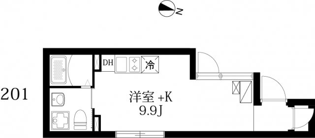 【築浅】Sky Hills Hakusan 2階 1Rの間取り