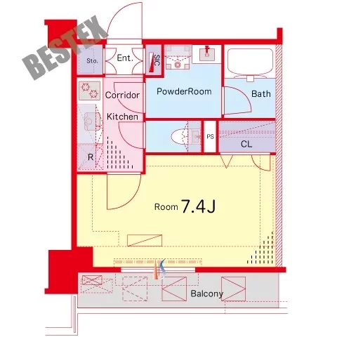 PREMIUM CUBE 文京江戸川橋 #mo 2階 1Kの間取り