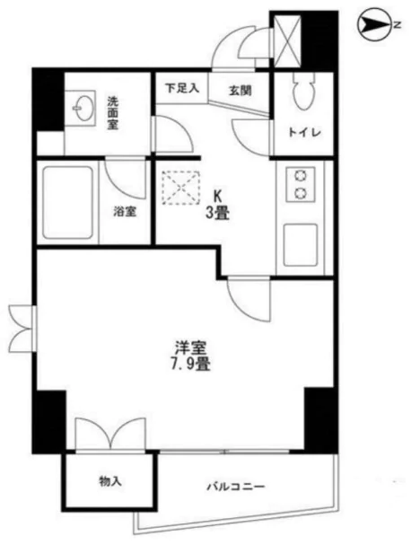 MYハイツ本郷【マイハイツ本郷】 4階 1Kの間取り