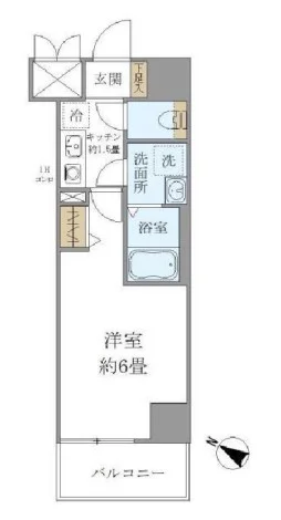 シエル白山B館 3階 1Kの間取り
