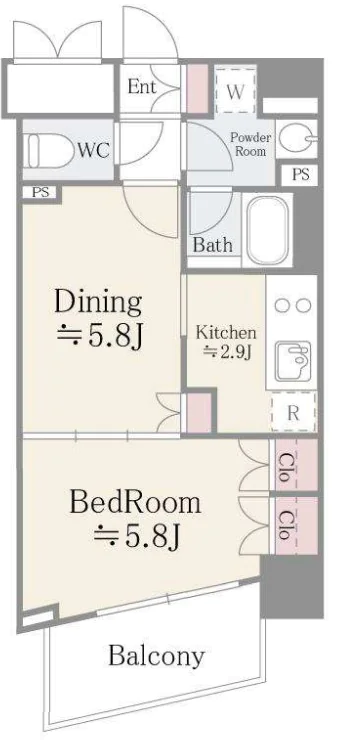 ステラメゾン茗荷谷 13階 1DKの間取り