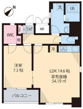 N・Y根津八重垣 9階 1LDKの間取り