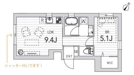 Granduo小石川Ⅱ 1階 1LDKの間取り