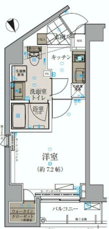 リヴシティ本郷 2階 1Kの間取り