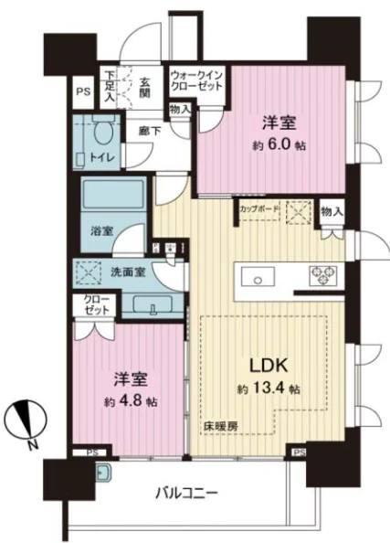 セントラルレジデンス御茶ノ水ヒルトップ 10階 2LDKの間取り