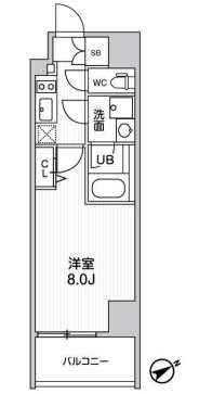 【築浅】GRACIA PLACE HONKOMAGOME（グラシアプレイス本駒込） 2階 1Kの間取り