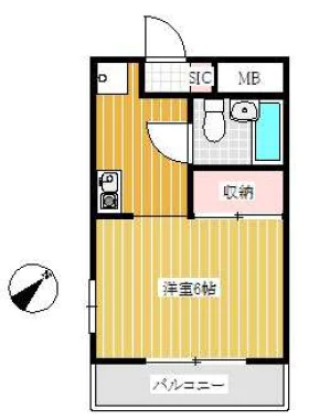 マンション米田 2階 1Rの間取り