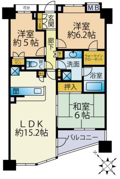 小石川ザ・レジデンスイーストスクエア 3階 3LDKの間取り