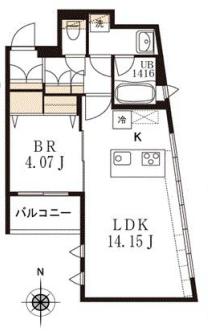 ガーデン小石川（小石川3丁目） 3階 1LDKの間取り