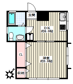久堅ハイム 1階 1DKの間取り