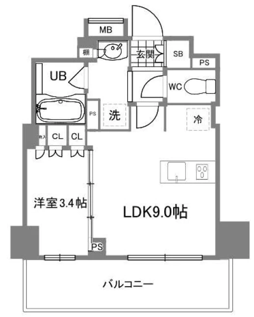 ルジェンテ本郷三丁目 7階 1LDKの間取り