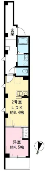 【築浅】ラシーネ天神下 2階 1LDKの間取り