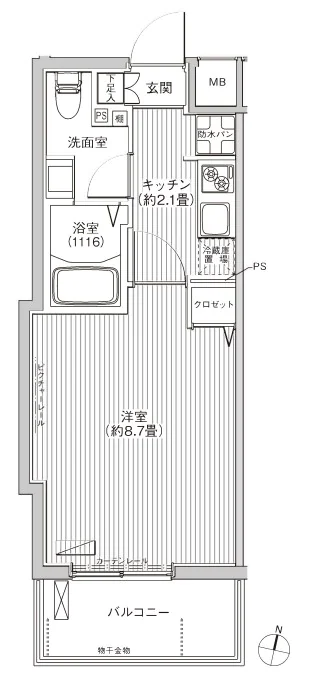 カーサラスク目白台 1階 1Kの間取り