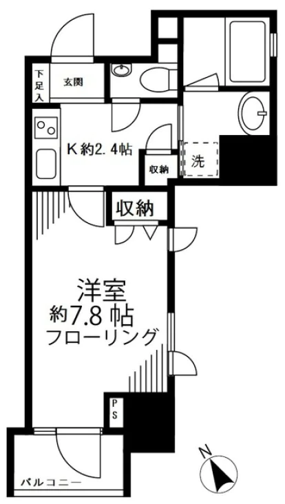 ファインクレスト護国寺 3階 1Kの間取り