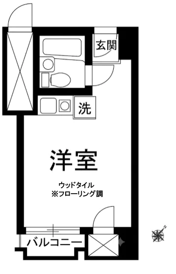 シャルマン文京千駄木 4階 1Rの間取り