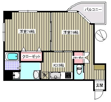 文京ツインタワー 3階 2Kの間取り