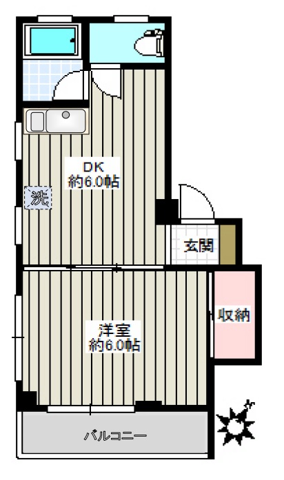 児玉マンションⅠ 2階 1DKの間取り