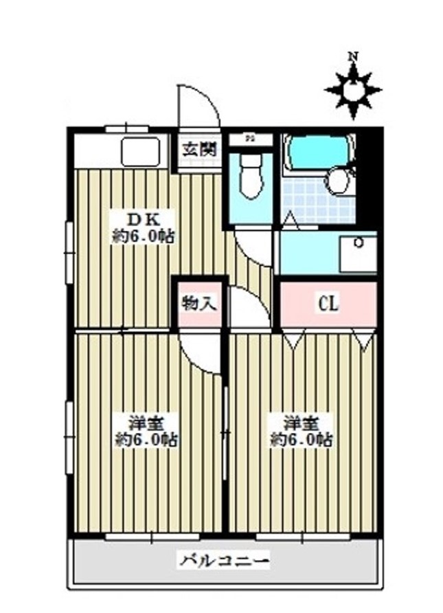 コミヤハイツ 3階 2DKの間取り