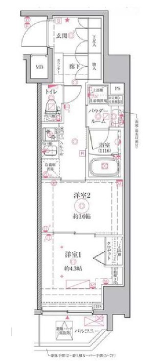 クレイシアＩＤＺ江戸川橋 1階 2Kの間取り