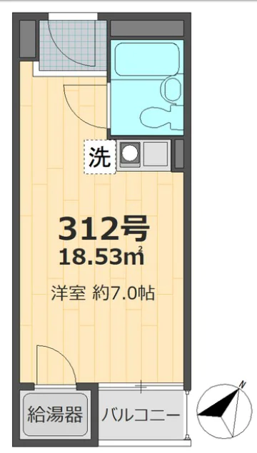 シャルマン文京千駄木 3階 1Rの間取り