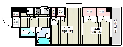バース 2階 2Kの間取り