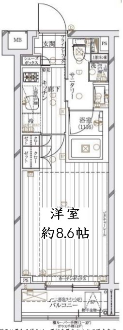 レガリス文京大塚 1階 1Kの間取り
