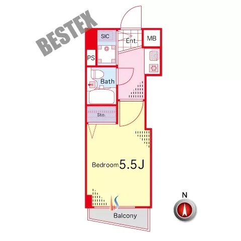 フェニックス茗荷谷 7階 1Kの間取り