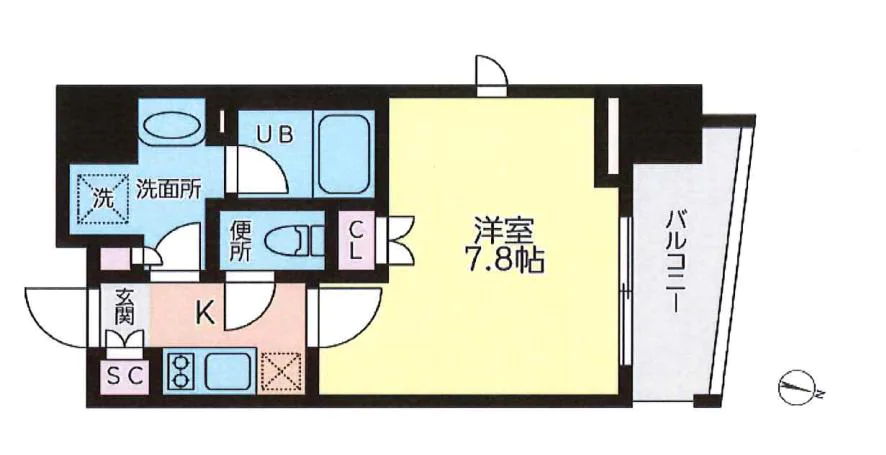 サンイング飯田橋 8階 1Kの間取り