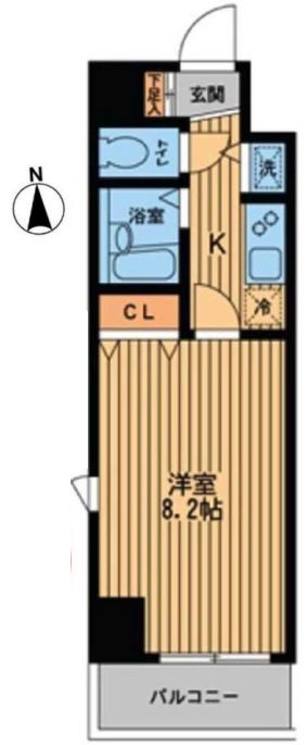 プライムアーバン本郷壱岐坂 7階 1Kの間取り
