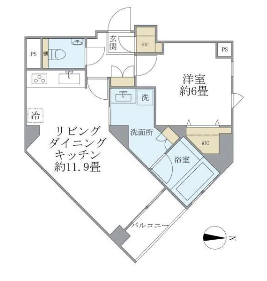 TKD本郷 9階 1LDKの間取り
