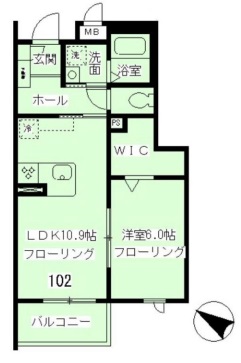 THE RESIDENCE 1階 1LDKの間取り