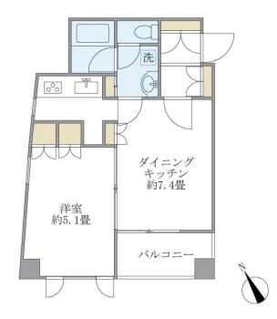 CASA文京動坂 11階 1DKの間取り
