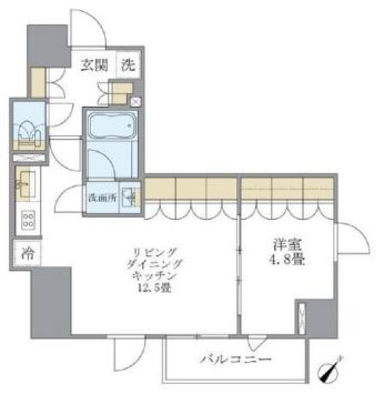 アパートメンツ巣鴨 4階 1LDKの間取り