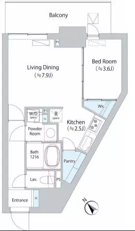 【築浅】ボヌール小石川α 4階 1LDKの間取り