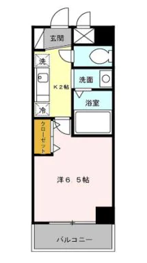 ベルデュール小石川 2階 1Kの間取り