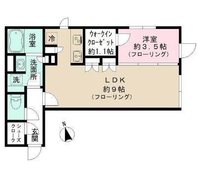 THE　RESIDENCE　HONKOMAGOME 2階 1LDKの間取り