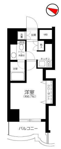 アクロス文京 10階 1Kの間取り