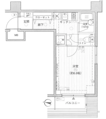 ラグジュアリーアパートメント本郷 6階 1Kの間取り