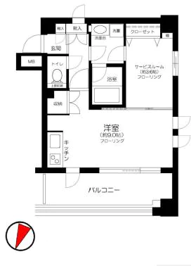 東急ドエルアルス本郷南 2階 1Rの間取り