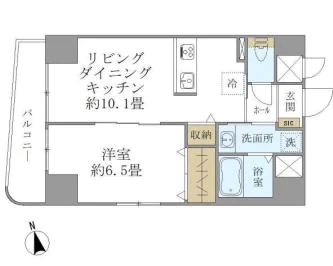 ISM御茶ノ水 4階 1LDKの間取り