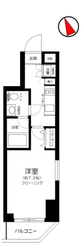 カテリーナ文京湯島 7階 1Kの間取り