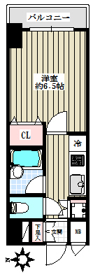 ティアラ本郷三丁目 6階 1Kの間取り