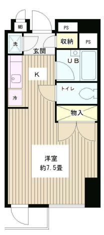 グリーン江戸川橋 6階 1Rの間取り