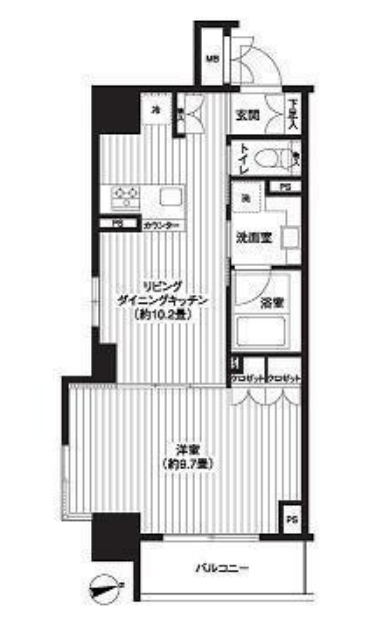 レジディア新御徒町 14階 1LDKの間取り