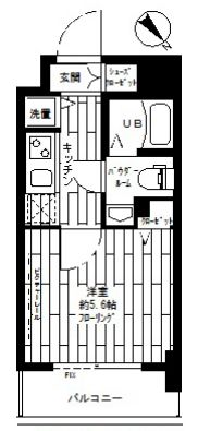 ステージグランデ茗荷谷 3階 1Kの間取り