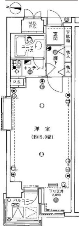 メゾン文京関口Ⅱ 9階 1Kの間取り